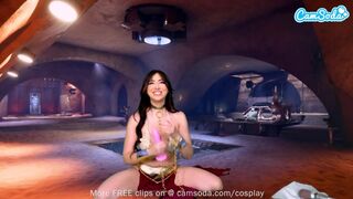 Princess Leia cosplayban élvezi a méretes cickós színes bőrű szépség játékát